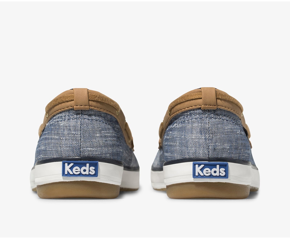 Slip Ons Keds Femme Bleu Marine - Charter Airy Chambray - 957-IGKNPJ